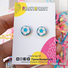 Soccer Ball Earrings - Teal