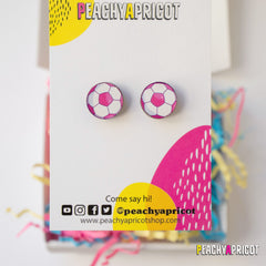 Soccer Ball Earrings - Pink