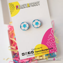 Soccer Ball Earrings - Blue