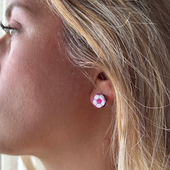 Soccer Ball Earrings - Pink