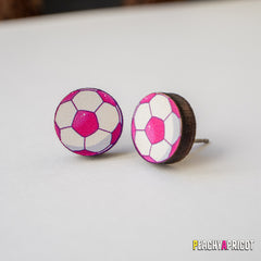 Soccer Ball Earrings - Teal