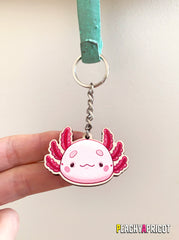 cute axolotl wooden keychain