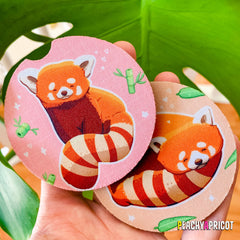 Red Panda Car Coasters Set Of 2