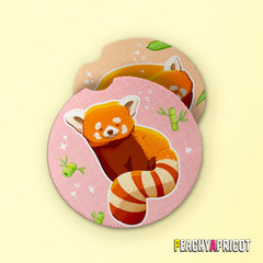 Red Panda Car Coasters Set Of 2